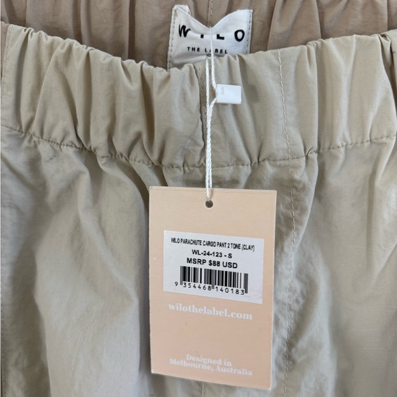 WILO The Label Anthropologie Parachute Wide Leg Cargo Pants Clay NWT Sz S - Picture 6 of 6